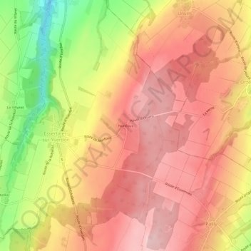 Mappa topografica Nonfoux, altitudine, rilievo