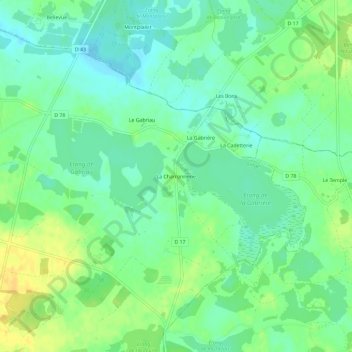 Mappa topografica La Charronnerie, altitudine, rilievo