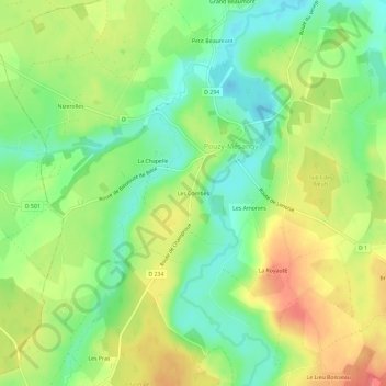 Mappa topografica Les Combes, altitudine, rilievo
