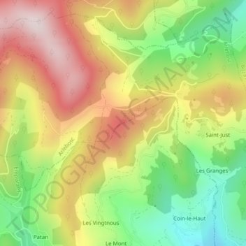 Mappa topografica Croix du Rocher, altitudine, rilievo