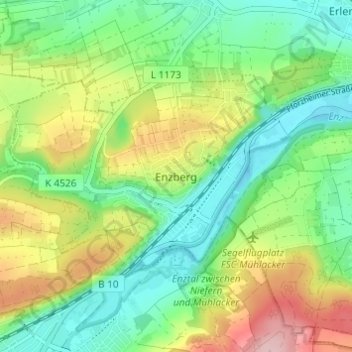 Mappa topografica Enzberg, altitudine, rilievo