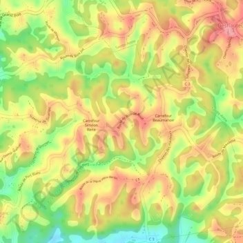 Mappa topografica Bois-de-Rose, altitudine, rilievo