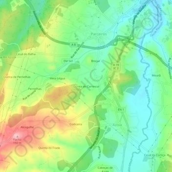 Mappa topografica Quinta do Carrascal, altitudine, rilievo