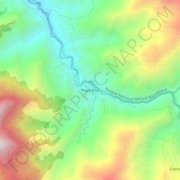 Mappa topografica Playa Rica, altitudine, rilievo