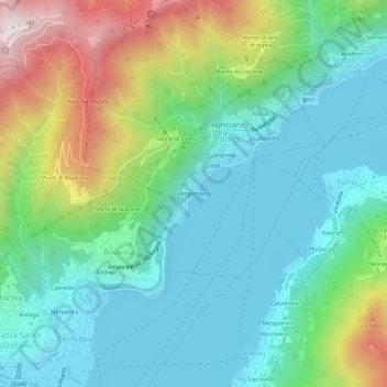 Mappa topografica Vergonzano, altitudine, rilievo