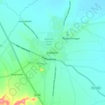 Mappa topografica Islampur, altitudine, rilievo