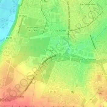 Mappa topografica Bas Hoguet, altitudine, rilievo