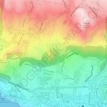Mappa topografica Piton de Carosse, altitudine, rilievo