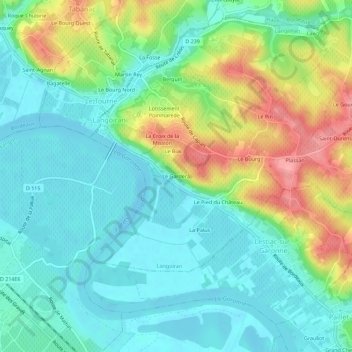 Mappa topografica Le Garderà, altitudine, rilievo