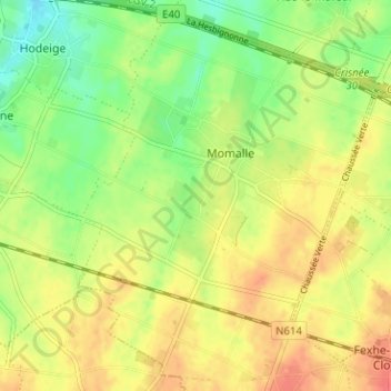 Mappa topografica Momelette, altitudine, rilievo