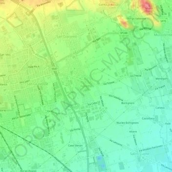 Mappa topografica Fellette, altitudine, rilievo