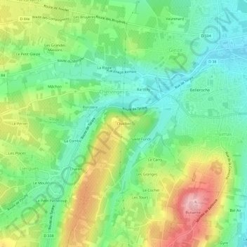 Mappa topografica Chaillier, altitudine, rilievo