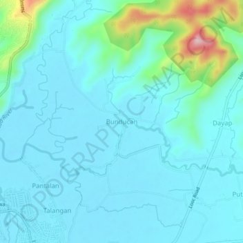 Mappa topografica Bunducan, altitudine, rilievo