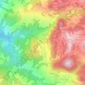 Mappa topografica Semelano, altitudine, rilievo