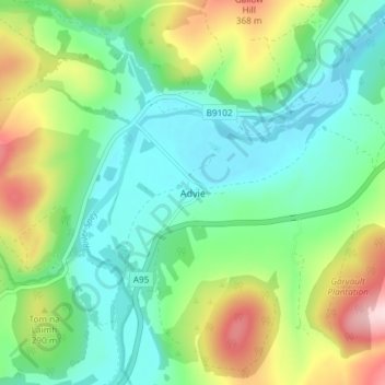 Mappa topografica Advie, altitudine, rilievo