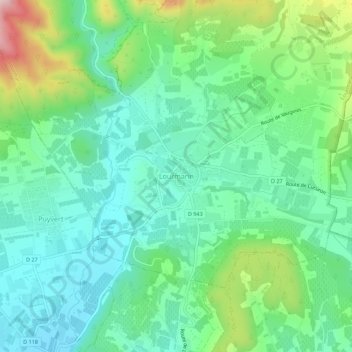 Mappa topografica Lourmarin, altitudine, rilievo