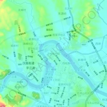 Mappa topografica 浮桥街社区, altitudine, rilievo