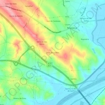 Mappa topografica Serra de Castros, altitudine, rilievo