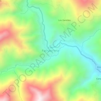 Mappa topografica Pachapiriana, altitudine, rilievo