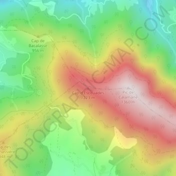 Mappa topografica Cap d'Escouades, altitudine, rilievo