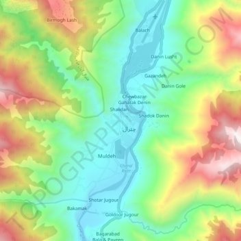 Mappa topografica Zargirandeh, altitudine, rilievo