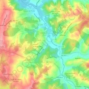 Mappa topografica Formigal, altitudine, rilievo