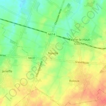Mappa topografica Noville, altitudine, rilievo