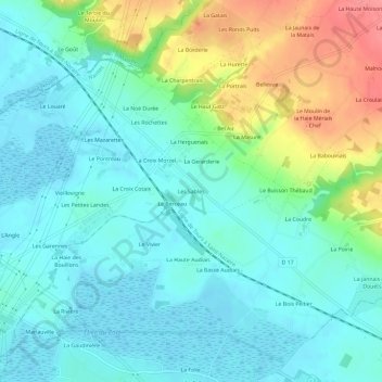 Mappa topografica Les Sables, altitudine, rilievo
