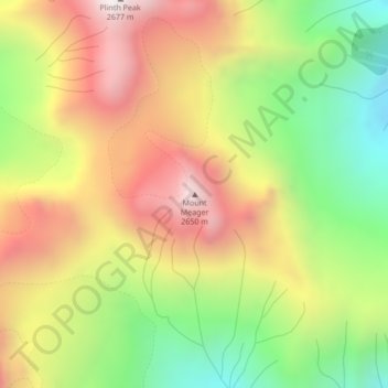 Mappa topografica Mount Meager, altitudine, rilievo