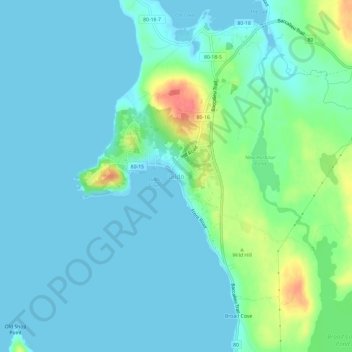 Mappa topografica Dildo, altitudine, rilievo