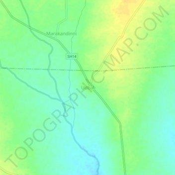Mappa topografica Udbal, altitudine, rilievo