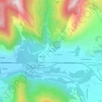 Mappa topografica Les Mourens, altitudine, rilievo