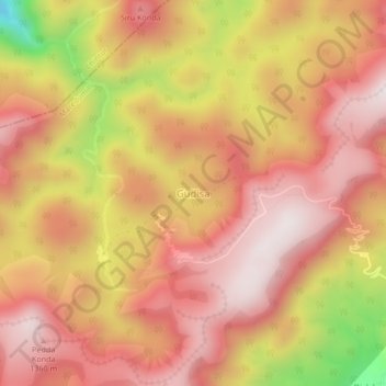Mappa topografica Gudisa, altitudine, rilievo