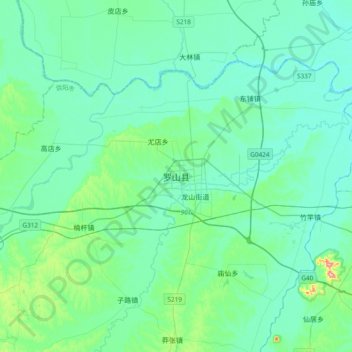 Mappa topografica 罗山县, altitudine, rilievo