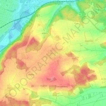 Mappa topografica Biburg, altitudine, rilievo