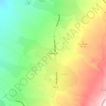 Mappa topografica Omaopio, altitudine, rilievo