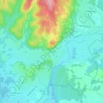 Mappa topografica La Goulotte, altitudine, rilievo