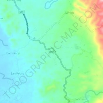 Mappa topografica Taberna, altitudine, rilievo