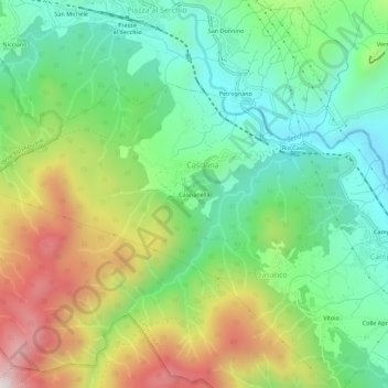 Mappa topografica Cascianella, altitudine, rilievo