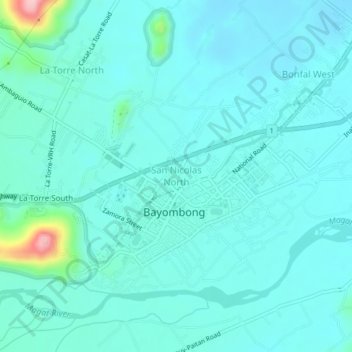 Mappa topografica San Nicolas North, altitudine, rilievo