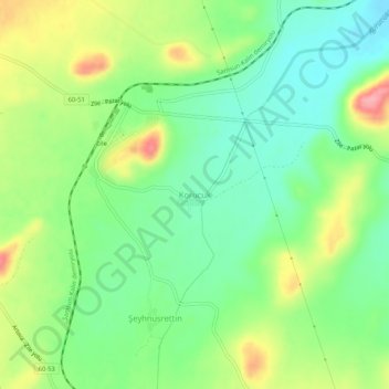 Mappa topografica Korucuk, altitudine, rilievo