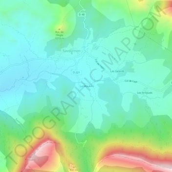 Mappa topografica Le Moulin, altitudine, rilievo