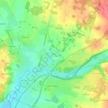 Mappa topografica Metry, altitudine, rilievo