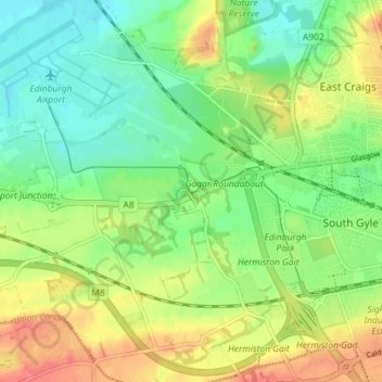 Mappa topografica Gogar, altitudine, rilievo
