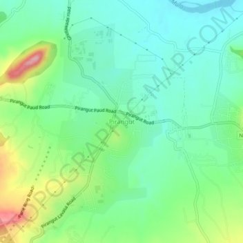 Mappa topografica Pirangut, altitudine, rilievo