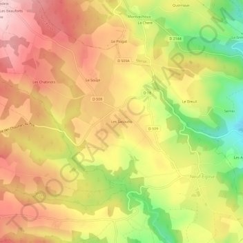 Mappa topografica Les Sacoutis, altitudine, rilievo