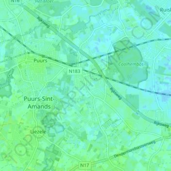 Mappa topografica Kalfort, altitudine, rilievo