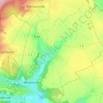 Mappa topografica Rueil, altitudine, rilievo