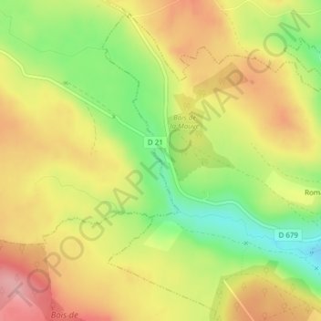 Mappa topografica Cascade des Veyrines, altitudine, rilievo
