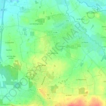Mappa topografica Les Communs, altitudine, rilievo